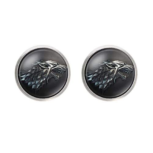 Mode Geheimnisvolle Drachen Wolf Schwarz Manschettenknöpfe Glas Kuppel Punk Spiel Manschettenknöpfe Für Männer von LINWEN