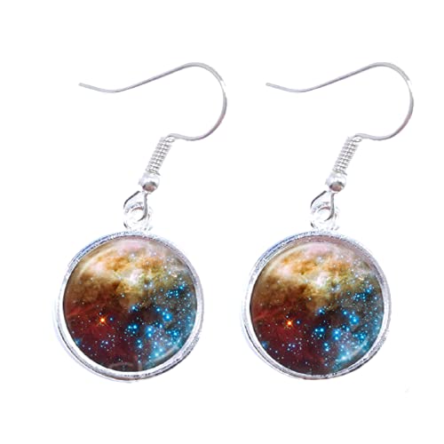Nebula Space Ohrringe Sternenhimmel Weltall Universum Kunst Muster Glas Edelstein Anhänger Ohrringe Geschenk für Mädchen Freunde von LINWEN