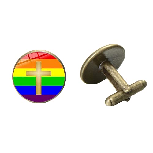 Regenbogen LGBT Stolz Manschettenknöpfe Lesbisch Homosexuell Liebe ist Liebe Stolz Glas Kuppel Männer Frauen Hemd Anzug Manschette Zubehör von LINWEN