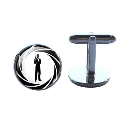 Versilberte Manschettenknöpfe für Männer klassische James Bond 007 Muster Manschettenknöpfe für Männer Shirt Manschettenknöpfe, Zink von LINWEN