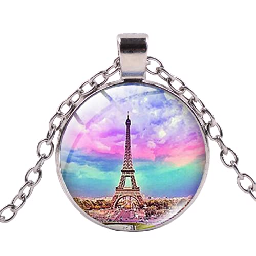 Wunderschöne Frankreich-Halskette mit Eiffelturm-Anhänger aus Glas mit Glaskuppel, ideal für Reisen oder als Geschenk. von LINWEN