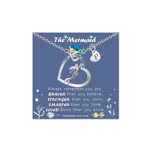 LINY Meerjungfrau Halskette für Mädchen, Meerjungfrau Buchstabe Halskette, Regenbogen, Schmuck für Teenager, Mädchen, Nichte, Weihnachts- und Geburtstagsgeschenke, Metall, kein Edelstein LINY Meerjungfrau Halskette für Mädchen, Meerjungfrau Buchstabe Halskette, Regenbogen, Schmuck für Teenager, Mädchen, Nichte, Weihnachts- und Geburtstagsgeschenke, Metall, kein Edelstein von LINY