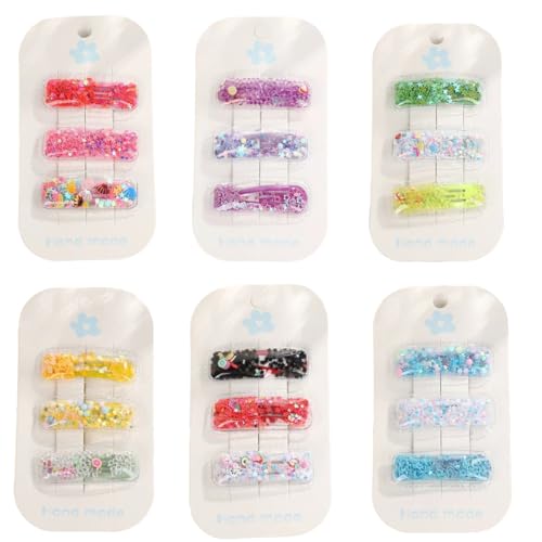 18 Haarschmuck Mädchen BB Clip Pailletten Blume Schnalle Flow Sofa Clip Niedliche Haarspange Mädchen Seite Pony Clip Glitzer Haarnadel Kinder Kopfbedeckung von LINYUECH