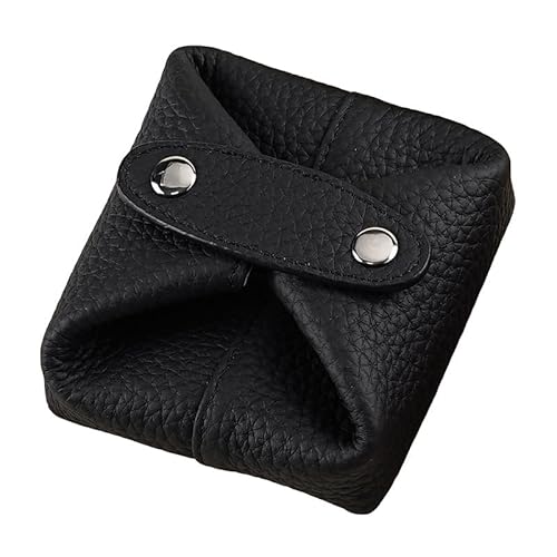 Geldbörse aus Leder, kleine Make-up-Tasche mit Schnappverschluss, Schwarz von LIOEUE