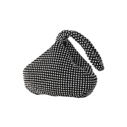 LIOEUE Abendclutch Für Damen Mit Strassdekoration, Elegantes Muschel-Design Und Sicherer Magnetverschluss, Handtasche Für Hochzeiten & Abendfest (16 × 7 × 14 cm,schwarz) von LIOEUE