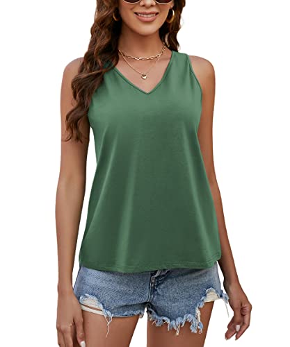 LIOFOER Damen Tanktops V-Ausschnitt Blusen Sommer ärmelloses Freizeithemd von LIOFOER