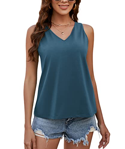 LIOFOER Damen Tanktops V-Ausschnitt Blusen Sommer ärmelloses Freizeithemd von LIOFOER