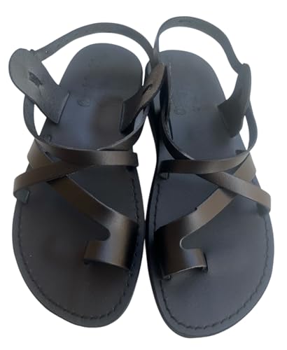 LION OF JUDAH MARKET Biblical Jesus Unisex-Erwachsene Echtes Leder Jesus Schwarz Braun Sandalen Beliebter Stil 6, Schwarz, 10.5 Women/9 Men von LION OF JUDAH MARKET
