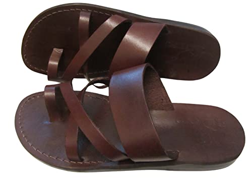 LION OF JUDAH MARKET Biblical Style 8 Unisex-Erwachsene Echtes Leder Flip Flops Jesus Sandalen, Braun, 10 Women/8.5 Men von LION OF JUDAH MARKET