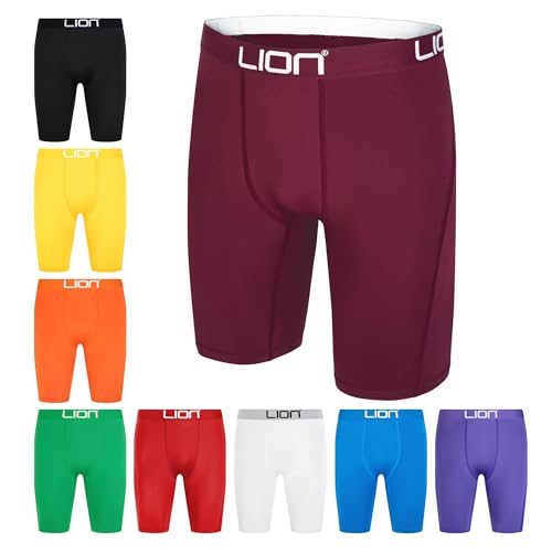 LION SPORTSWEAR Kompressionsshorts für Fußball & Sport – Mehrzweck-Basisschicht für Herren und Kinder, ideal für Fitnessstudio, Training und Laufen, burgunderfarben, L LION SPORTSWEAR Kompressionsshorts für Fußball & Sport – Mehrzweck-Basisschicht für Herren und Kinder, ideal für Fitnessstudio, Training und Laufen, burgunderfarben, L von LION SPORTSWEAR