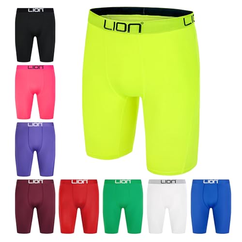 LION SPORTSWEAR Kompressionsshorts für Fußball & Sport – Mehrzweck-Basisschicht für Herren und Kinder, ideal für Fitnessstudio, Training und Laufen, neongelb, M LION SPORTSWEAR Kompressionsshorts für Fußball & Sport – Mehrzweck-Basisschicht für Herren und Kinder, ideal für Fitnessstudio, Training und Laufen, neongelb, M von LION SPORTSWEAR