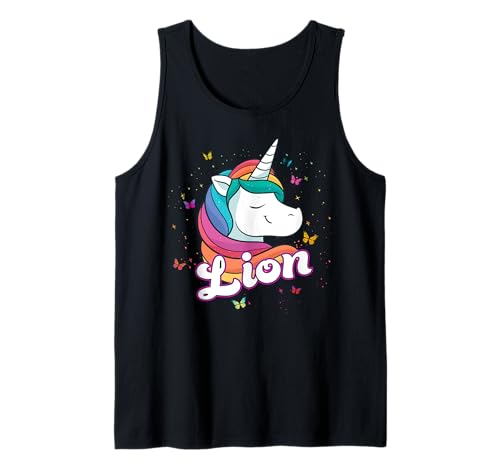 Herren LION - Schöner Jungen Name mit süßem Einhorn Tank Top von LION Sohn Enkel Geburtstag Geschenkideen