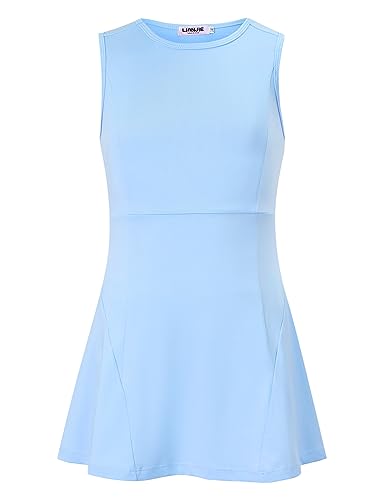 LIONJIE Ärmelloses Tennis-/Golfkleid, für Mädchen, athletischer Faltenrock, Sets mit integrierten Shorts und Taschen, 7–8 Jahre von LIONJIE