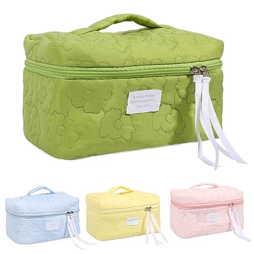 LIONVISON Großes Fassungsvermögen Kosmetiktasche, Multifunktionale wasserdichte Reisekosmetiktasche, Weiche Schöne Ästhetische Make up Organizer Tasche Tragbare Kulturtasche für Frauen(Grün) von LIONVISON