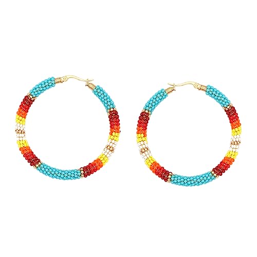 LIOOBO Boho Perlen Creolen Ohrringe Handgefertigte Runde Statement Ohrringe für Damen Ethno Stil Schmuckstücke für Verschiedene Outfits LIOOBO Boho Perlen Creolen Ohrringe Handgefertigte Runde Statement Ohrringe für Damen Ethno Stil Schmuckstücke für Verschiedene Outfits von LIOOBO