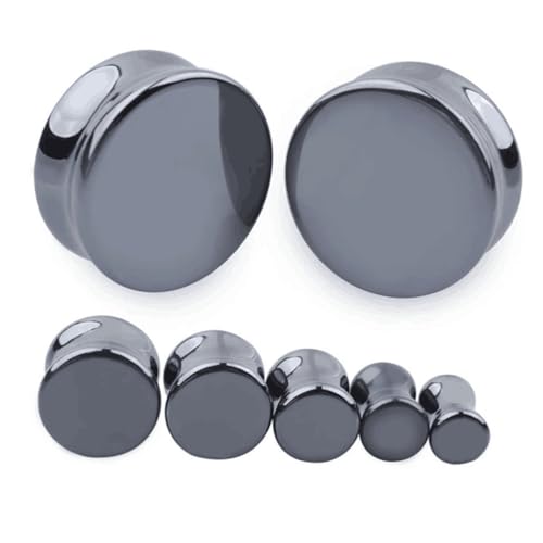 LIOOBO 1 Paar Natürliche Stein Ohr Tunnel Plugs Ohr Dehnungs Expander für Piercings Schwarz für Hochzeiten und Partys Stilvolles und Bequemes Schmuckstück für Damen von LIOOBO