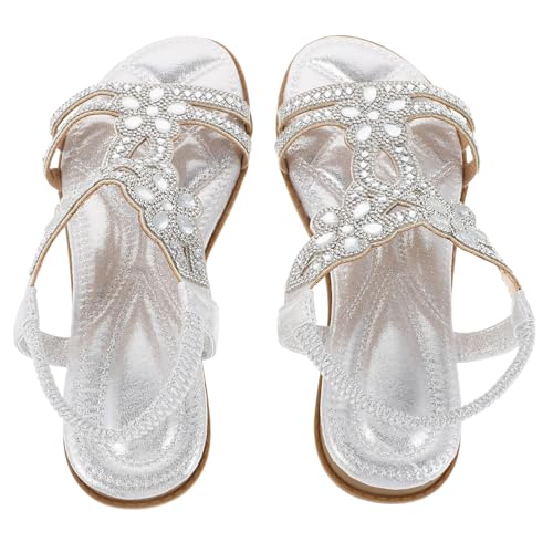 LIOOBO 1 Paar Sommersandalen Mit Glänzenden Strasssteinen: Bling-sandalen Für Hochzeiten Und Brautjungfern – Verzierte Sommerschuhe Für Damen Für Partys Und Reisen Am Strand, Größe: 37 von LIOOBO