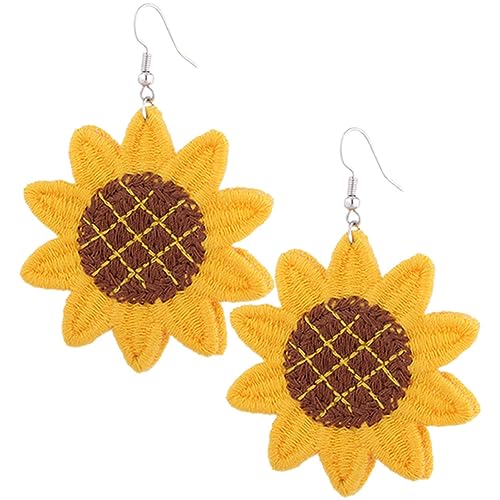 LIOOBO Sonnenblumenohrringe Damen Handgefertigte Tropfenohrringe Blumen Schmuck für Frauen Hängende Blumenohrringe Vielseitig für Strand Festivals und Alltag von LIOOBO