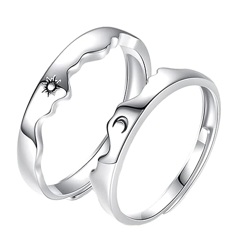 LIOOBO 1 Paar Verstellbarer Ring mit Gravur Sonne und Mond Design Romantischer Schmuck für Besondere Anlässe und Alltägliches Tragen LIOOBO 1 Paar Verstellbarer Ring mit Gravur Sonne und Mond Design Romantischer Schmuck für Besondere Anlässe und Alltägliches Tragen von LIOOBO