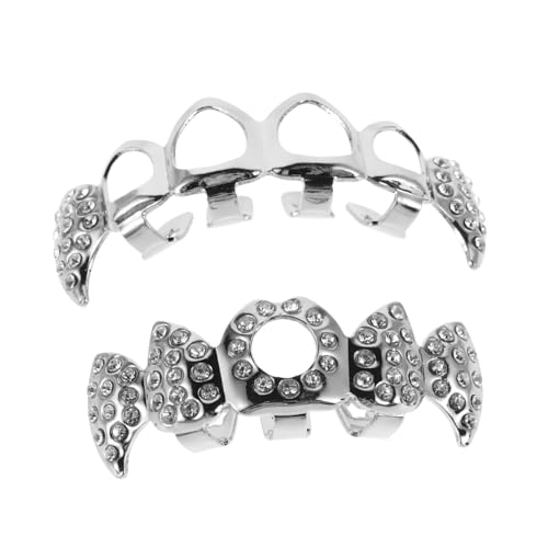 LIOOBO Vampirzähne Strass Zahnkappen Im Ausgehöhlten Design Für Cosplay Hip-hop-zahnschmuck Rapper-kostümzubehör Geeignet Für Halloween-partys von LIOOBO