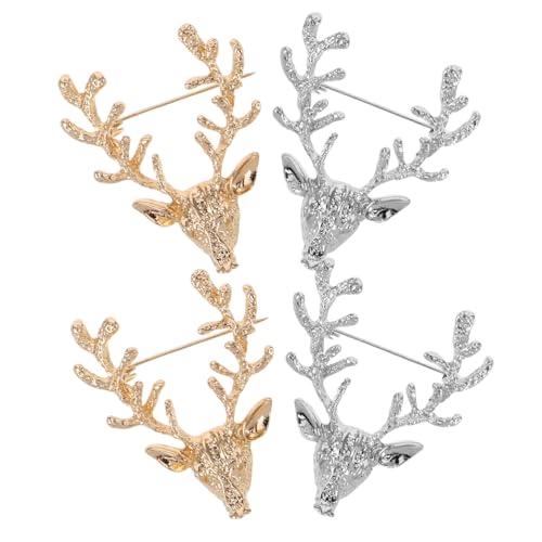 LIOOBO 1 Satz Teiliges Elch Broschen Für Frauen Metall Anstecknadeln Für Kleidung Taschen Schals Und Hüte Modeaccessoires Für Besondere Anlässe Weihnachten Und Geburtstage 4 Stück von LIOOBO