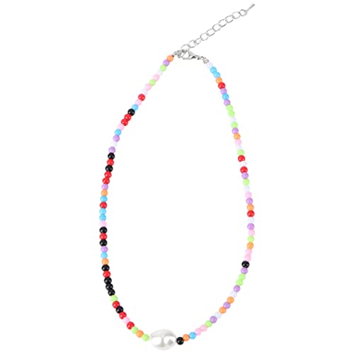 LIOOBO Kurze Bunte Perlen Halskette Ethno Stil Choker Kunststoffperlen Vintage National Style für Reisen und Partys von LIOOBO