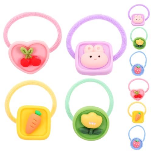 LIOOBO 10 Stück Elastische Haargummis für Mädchen mit Bunten Früchten und Blumen Weiche Nylonhaarbänder Hautfreundlich Vielseitig für Alltagsfrisuren Geburtstagsgeschenke und von LIOOBO