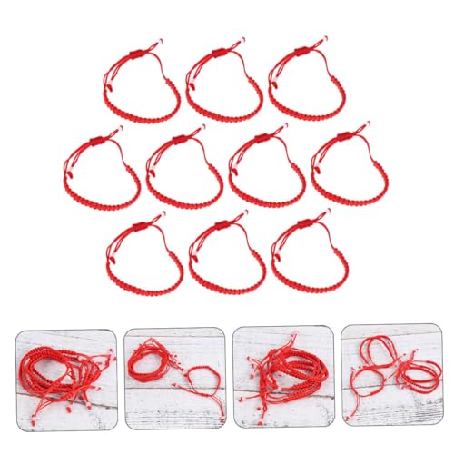 LIOOBO 10 Stück Teiliges Handgefertigtes Rotes Schnurarmband Geflochtene Dekorationsarmbänder Verstellbare Handgelenksketten Unisex Schmuck für Alltag und Geschenk von LIOOBO