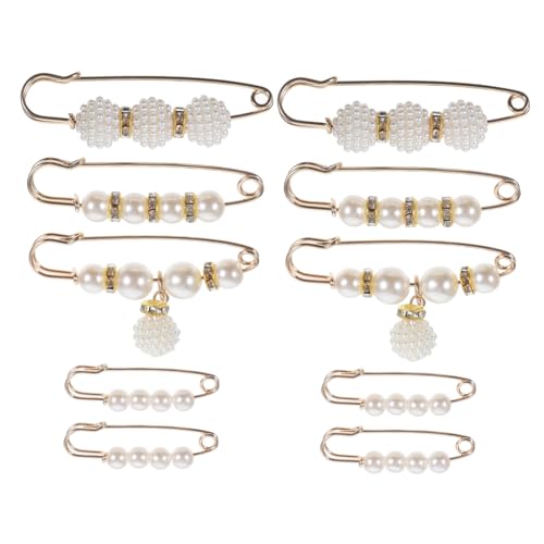 LIOOBO 10 Stück Teiliges Sicherheitsnadeln zur Taillierung von Kleidung Einfach zu Verwenden für Röcke Hosen Kleider und Dekorative Brosche für Eleganten Stil und Sicheren Halt von LIOOBO