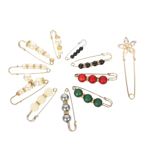 LIOOBO 11 Stück Teiliges Perlenbroschen Anstecknadeln zum Fixieren von Hosenbund und Schal Modische Schmucknadeln mit Künstlichen Perlen Vielseitige Bundclips für Damenkleidung und von LIOOBO