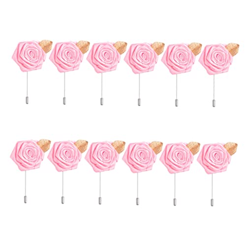 LIOOBO 12 Stück Teiliges Stoffbezogene Rosenbroschen Modische Anstecknadeln für Damen Kreative Reversbroschen in Rosa Vielseitig für Anzüge Kleider Jacken bei Hochzeiten Partys und Alltag von LIOOBO