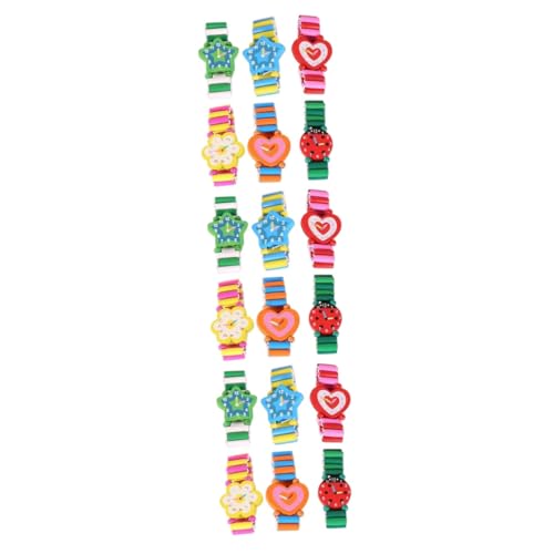 LIOOBO 18stücke Teiliges Holzspielzeug Armbanduhr Für Junge Mädchen Cartoon Simulation Uhren Lernarmbanduhren Für Jungen Und Mädchen Sicher Mit Umweltfreundlicher Farbe Zufällige von LIOOBO