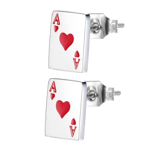 LIOOBO Mädchen Ohrstecker Poker Design Hautfreundliches Material Einzigartige Ohrringe für Festivals und Alltagsmode Stilvolle Accessoires für Partys Geschenkidee für Mädchen von LIOOBO
