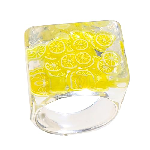 LIOOBO 1Stück Kreativer Harzring Sortierten Farben Transparenter Stilvoller Fingerring Hochwertigem Hautfreundlichem Material für Frauen für Partys und Besondere von LIOOBO