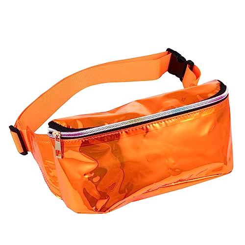 LIOOBO 1Stück Transparente PVC Umhängetasche mit Reißverschluss Stilvolle Hüfttasche für Damen für Festivals Outdoor Aktivitäten Sport Kratzfest Orangefarben von LIOOBO