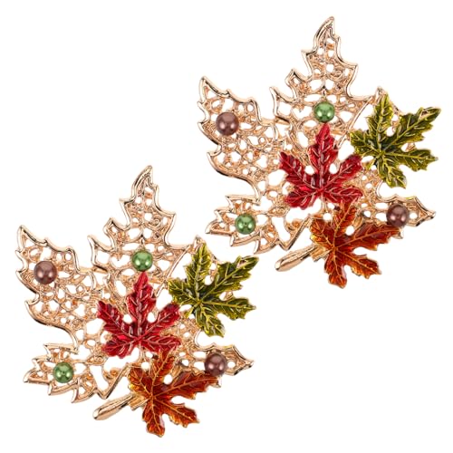 LIOOBO 2 Broschennadeln Ahornblatt Broschennadeln – Pulloververschlüsse Aus Metall Für Damen – Elegante Cardigan Kragenclips Für Herbst Und Thanksgiving von LIOOBO