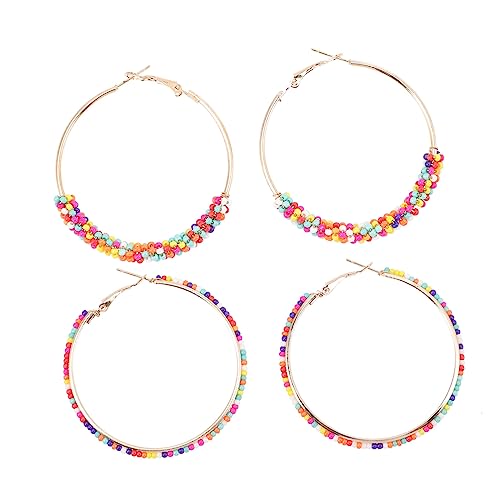 LIOOBO 2 Paare Bohemian Perlenohrringe Bunte Handmade Kreisförmige Dangle Ohrringe für Mädchen Sommer Modisch Ethno Stil Accessoire LIOOBO 2 Paare Bohemian Perlenohrringe Bunte Handmade Kreisförmige Dangle Ohrringe für Mädchen Sommer Modisch Ethno Stil Accessoire von LIOOBO