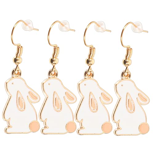 LIOOBO 2 Paare Hasenohrringe Cartoon Ohrhänger für Mädchen Trendige Hautfreundliche Schmuckstücke in Silber mit Kaninchen Design für Teenager und Frauen von LIOOBO