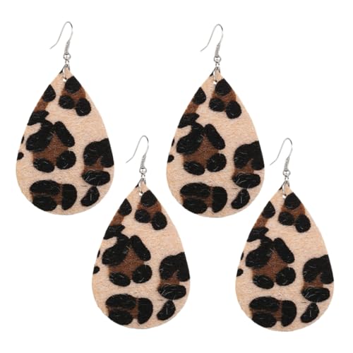 LIOOBO 2 Paare Leopardenmuster Tropfen Ohrringe PU Retro Stil Damen Vintage Ausgefallene Braune Ohrringe Modisch Elegant für Alltag und Party von LIOOBO