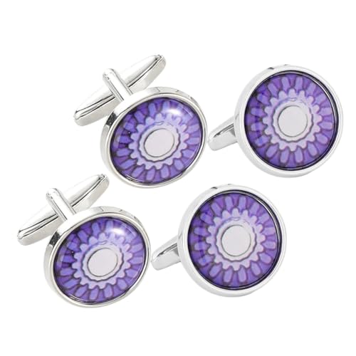 LIOOBO 2 Paare Manschettenknöpfe Herren Blumendesign Französische Manschettenknöpfe für Hochzeit Business Meetings und Formelle Anlässe Langlebiges Legierungsmaterial Vielseitig von LIOOBO