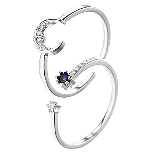 LIOOBO 2 Stück Aesthetic Ringe Verstellbare Offene Ringe für Damen Valentinstag und Muttertag Stilvolle Blauer Stein und Mondring LIOOBO 2 Stück Aesthetic Ringe Verstellbare Offene Ringe für Damen Valentinstag und Muttertag Stilvolle Blauer Stein und Mondring von LIOOBO