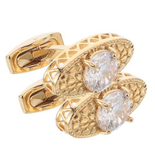 LIOOBO 2 Stück Goldene Manschettenknöpfe für Herren Elegantes Französisches Design für Formelle Anlässe und Geschäftstreffen von LIOOBO
