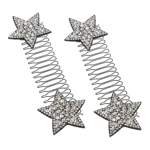 LIOOBO 2stücke Silberne Stern-haarspangen Unsichtbare Haarnadeln Für Damen Vielseitige Haarfixierstifte Dehnbare Haarspangen Für Verschiedene Frisuren von LIOOBO