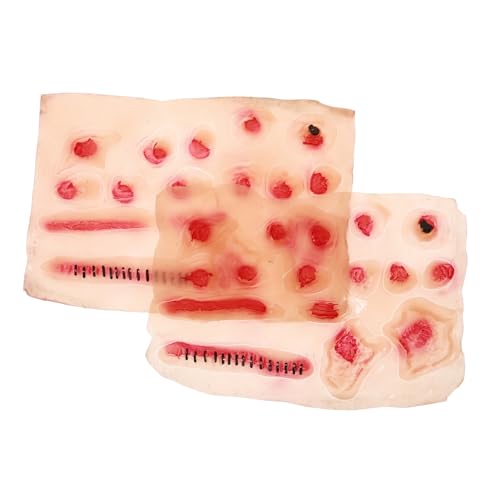 LIOOBO 2 Stück Halloween Realistische Wundnarben Aufkleber Temporäre Tattoos mit Kunstblut Hautfreundlich für Halloween Cosplay Bühnenauftritte und Partys von LIOOBO