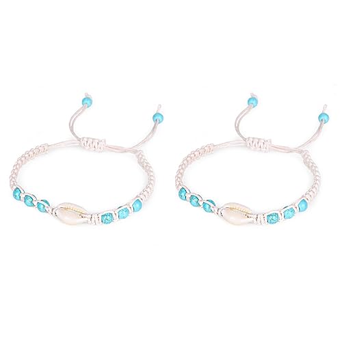 LIOOBO 2 Stück Handgewebtes Muschelarmband für Damen Schmuckkette Hochwertigem Material Perfektes Accessoire für Geburtstagsfeiern und Besondere Anlässe von LIOOBO
