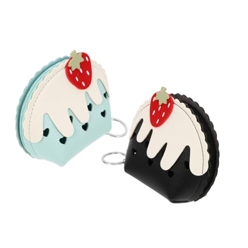 LIOOBO 2 Stück Mini Geldbörse Erdbeer Eiscreme Design mit Reißverschluss Kleine Münzgeldbörse für Frauen Mädchen Kompakte Schlüsselanhänger Portemonnaie für Reise von LIOOBO