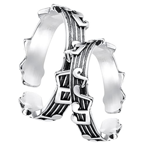 LIOOBO 2 Stück Musiknoten Paarringe Verstellbar Offene Ringe Vintage Look Unisex Schmuck für Damen Herren Finger Ring von LIOOBO