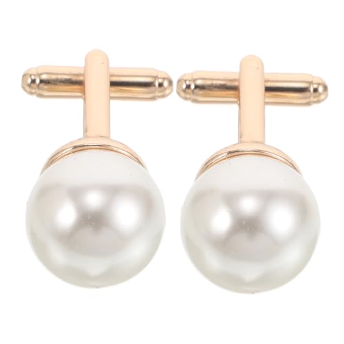 LIOOBO 2 Stück Perlen Manschettenknöpfe Herren Zinklegierung Kunststoff Stilvolle Hochzeitsaccessoires Für Hemden Vielseitig Für Business Partys Formelle Herrenmode von LIOOBO