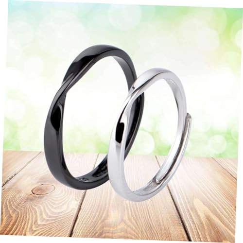 LIOOBO 2 Stück Sterling Silber Ringe Teilig Verstellbar Offener Ring für Damen Herren Design Schwarz Gold Herrenring Weißgold Damenring Verlobungsring Schmuck LIOOBO 2 Stück Sterling Silber Ringe Teilig Verstellbar Offener Ring für Damen Herren Design Schwarz Gold Herrenring Weißgold Damenring Verlobungsring Schmuck von LIOOBO