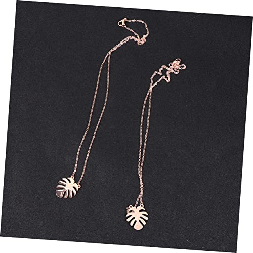 LIOOBO 2 Stück Teiliges Palmblatt Anhänger Halskette Damen Rosegold Modisch Verarbeitung Alltag Beachparty von LIOOBO